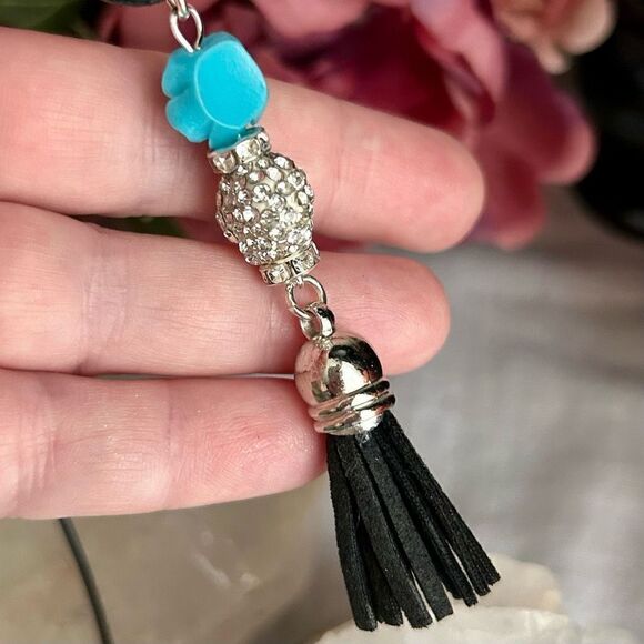 Rhinestone Scull Day Of the Dead Halloween Tassel Necklace - Picture 5 of 6